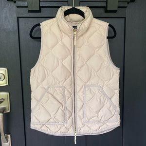 J.Crew Lightweight Light Beige Down Filled Vest— Medium.